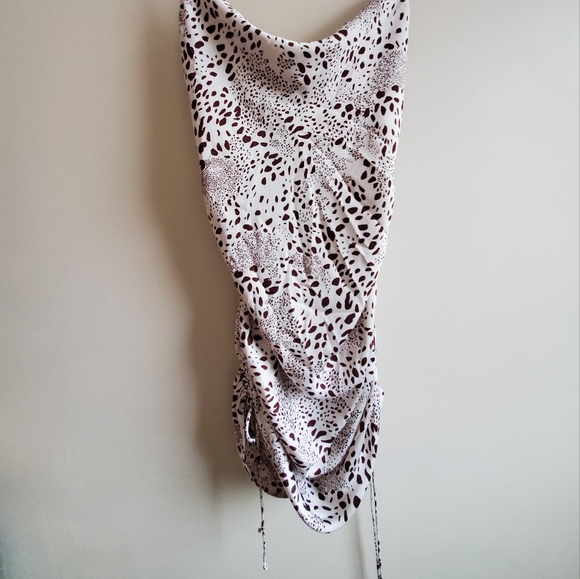 Wilfred Only Ruched Slip Dress, Ruched cowl-neck dress, Small Birch/Bitter Choco - Picture 6 of 10